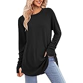 ATHMILE Womens Tunic Tops Long Sleeve Thumb Hole Shirts Fall Sweater Crew Neck Winter Fashion Clothes 2025