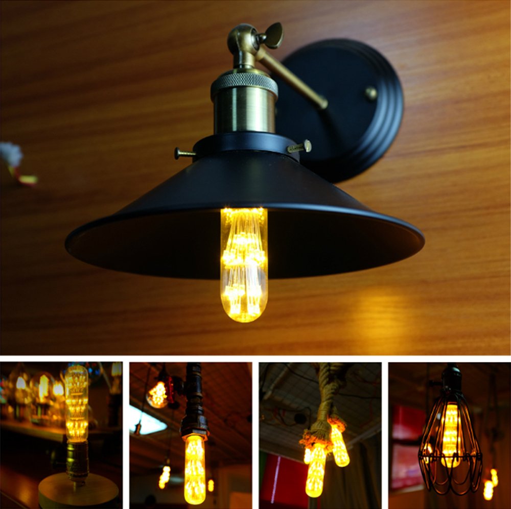 Judy Lighting T10 Tubular Firework LED Light Bulb, E26 3W 2300K Warm White Clear Glass, Decorative Vintage Antique Starry Light Bulb for Bathroom, Bedroom, Wedding, Christmas