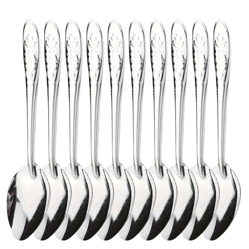 Photo 1 of 10 Piece Set of Stainless Steel Tea Spoon, Long Handle Ice Cream and Watermelon Spoons for Kitchen Utensils