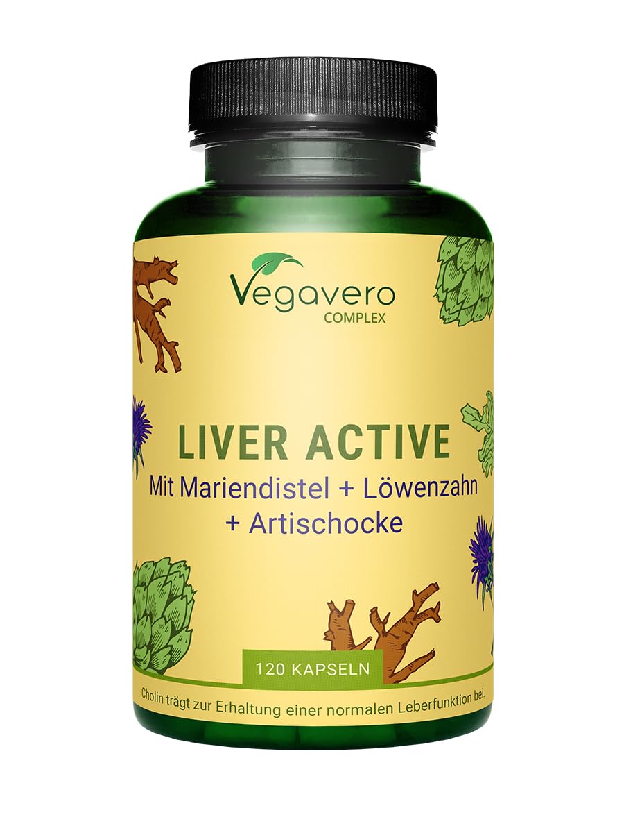 Vegavero Liver Support Supplements | with Artichoke, Chicory & Choline | Natural Cleanse Detox and Repair | NO Additives | 120 Vegan Capsules