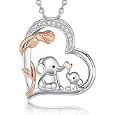AEONSLOVE 925 Sterling Silver Animal Necklaces, Elephant/Sea Turtle/Highland Cow Pendant Necklaces Animals Jewelry Gifts for Women