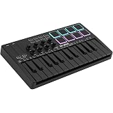 M-VAVE 25 Key USB MIDI Keyboard Controller With 8 Backlit Drum Pads, Bluetooth Semi Weighted Professional dynamic keybed 8 Knobs and Music Production,Software Included (Black)