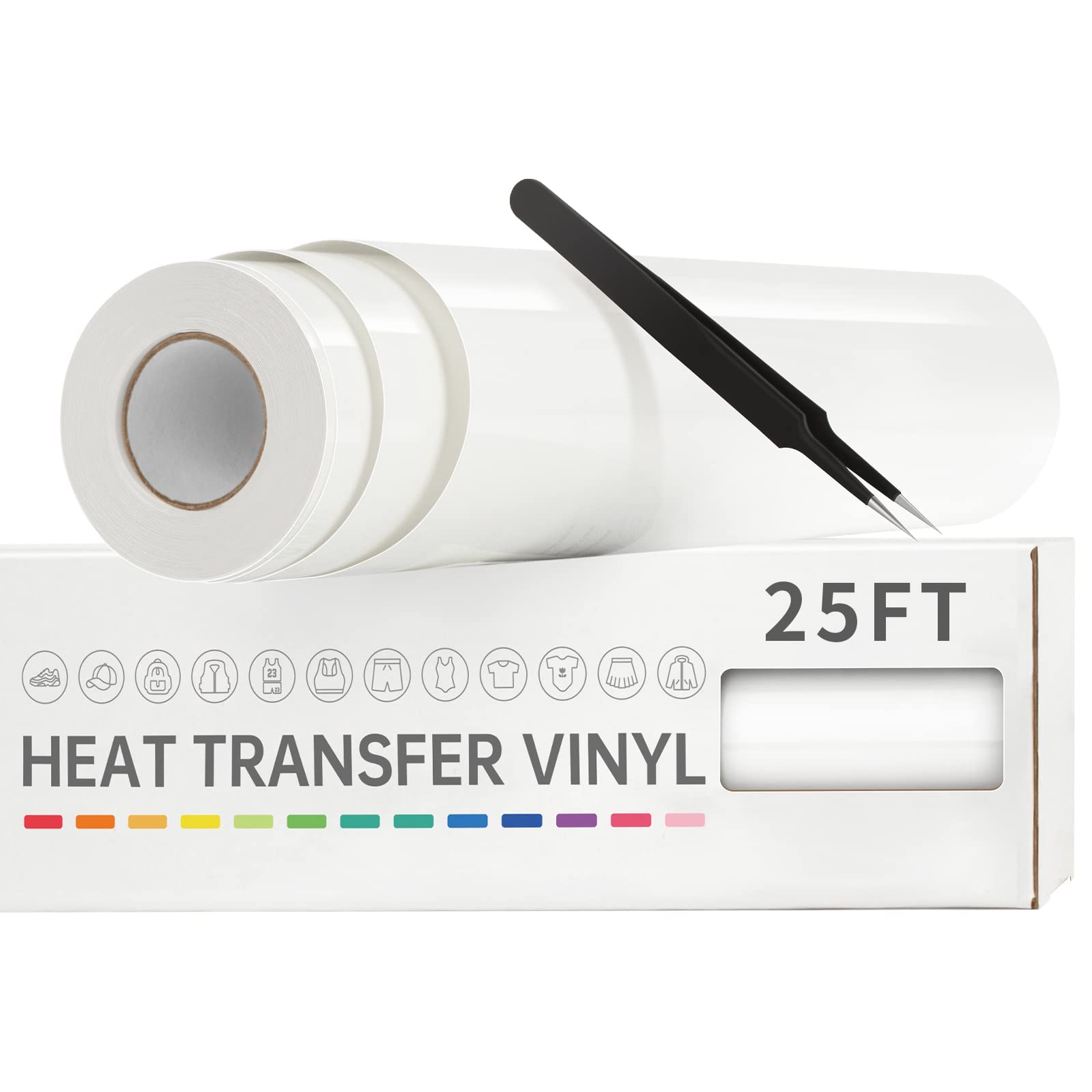 Photo 1 of VinylRus Heat Transfer Vinyl-12” x 25ft White Iron on Vinyl Roll for Shirts, HTV Vinyl for Silhouette Cameo, Easy to Cut & Weed