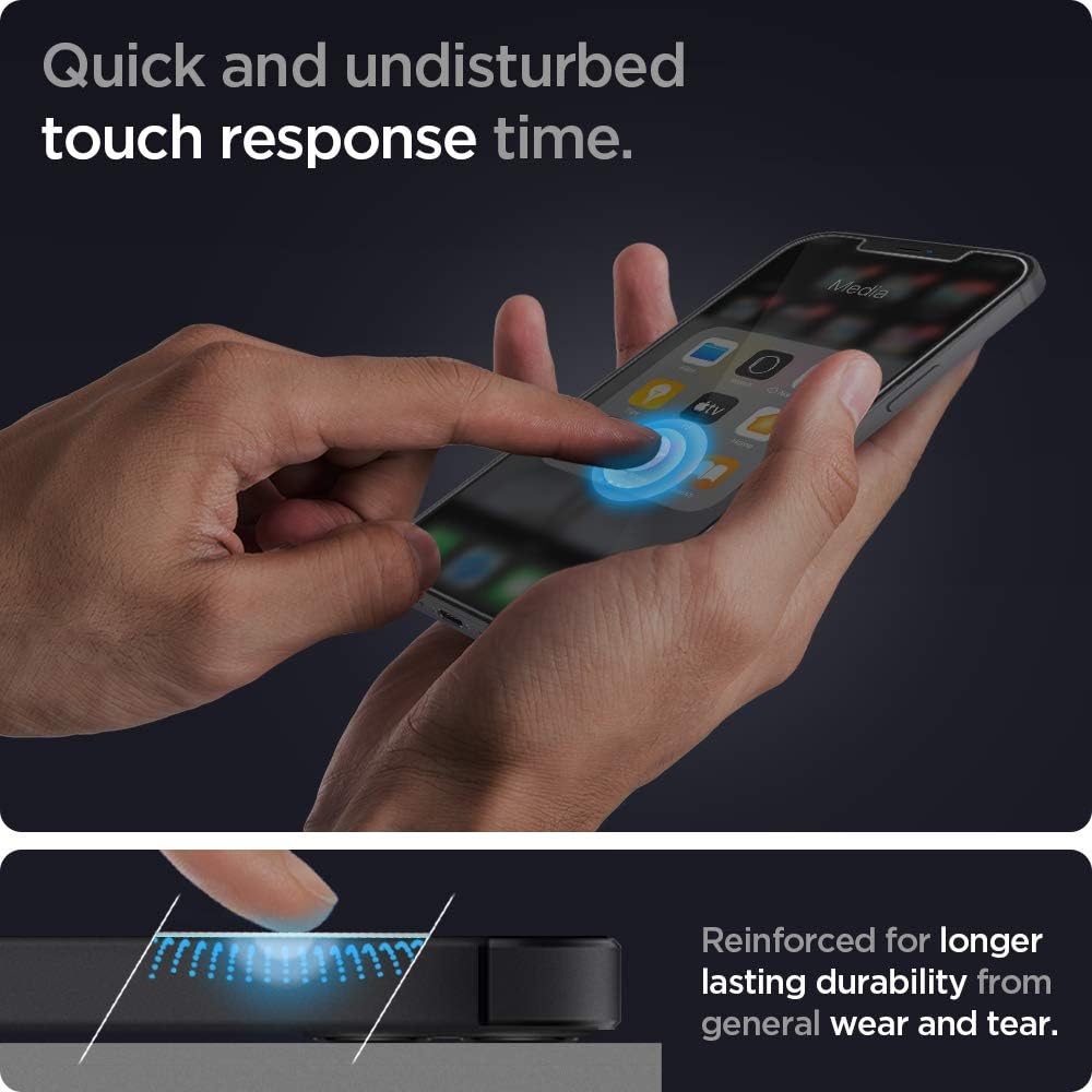 Spigen Tempered Glass Screen Protector [Glas.tR EZ Fit] designed for iPhone 12 (2020) / iPhone 12 Pro (2020) [Case Friendly] - 2 Pack