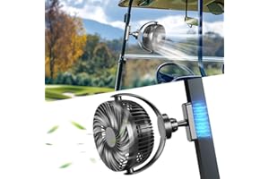 NiuWasmile Magnetic Golf Cart Fan Rechargeable,10000mAH Battery Operated Portable Fan with 3 Speeds,30H Working Time,LED Lantern,360° Rotatable Head, Fits EZGO/Club Car/Yamaha Golf Cart