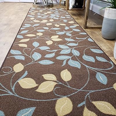 Amazon Com Runner Rug 3x10 Hallway Brown Floral Kitchen Rugs And Mats Rubber Backed Non Skid Rug Living Room Bathroom Nursery Home Decor Under Door Entryway Floor Non Slip Washable Made