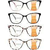 VisiWell 4 Pack Progressive Multifocus Reading Glasses for Women Men Blue Light Blocking Readers with Spring Hinge