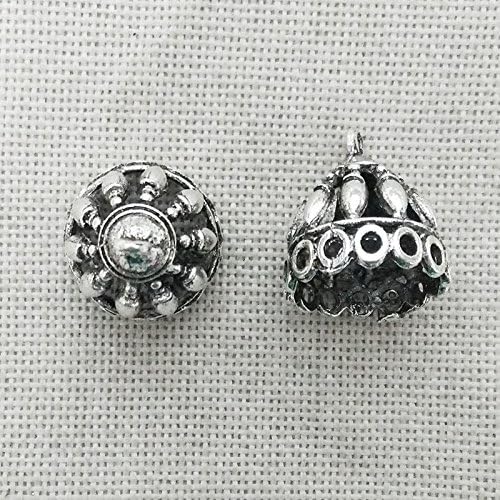 10 PCS Bead Caps End Cap Leather Cord Ends Jewelry making Super Size Tassels Necklace Pendant Connector Filigree Tibetan Antique Alloy Metal charms Spacer Vintage (Antique silver 23mm#1)