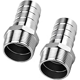 RUHUALIFE 2PCS Stainless Steel 1-1/4" to 1-1/4" NPT Male Threaded Hose Barb Fittings, 1-1/4in to 1-1/4in NPT Hose Barb Connectors for Water Air Gas Pipes
