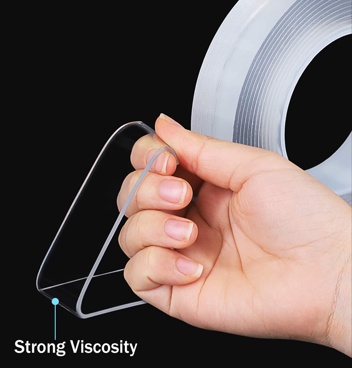 LLMoon Nano Double Sided Adhesive Tape, Reusable Washable Traceless Transparent Tape Removable Tapes for Household Industrial Mounting Tape(2MM/3.28Ft)