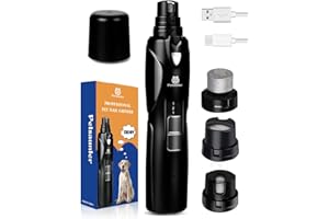 Petsaunter Dog Nail Grinder, 2-Speed and LED Light, Touch-Switch, TypeC, Quiet and Low-Vibration Dog Nail Trimmers, and 3 Ports for Large Dogs, Medium, Small Dogs Cats Pets with Hard or Thick Nail