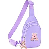 Initial Sling for Teenager Girls Kids - Personalized Belt Bag for Girls Women Fashion Waist Packs Trendy Travel Fanny Pack Crossbody Bags with with Initial Letter Patch Cute Stuff A