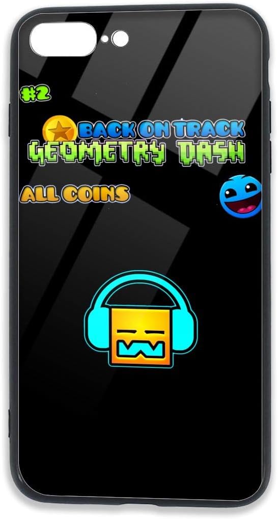 Gaohaifeng8 Geo-met-ry Da-sh iPhone 7 Plus Case,iPhone 8 Plus Tempered Glass Back Cases,Compatible with Shock Absorption Technology Bumper Soft TPU Cover Case for for iPhone 7/8 Plus