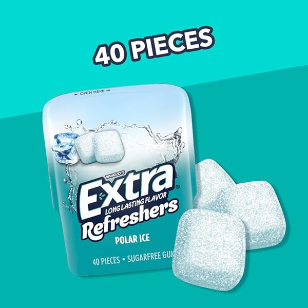 EXTRA EXTRA REFRESHERS CHEWING GUM, POLAR ICE, 40 COUNT