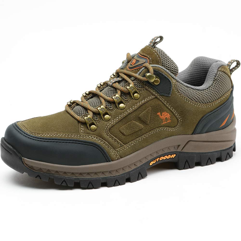 CAMEL CROWN Men\'s Outdoor Leather Hiking Shoes Breathable Lightweight Sneaker for Walking Trekking