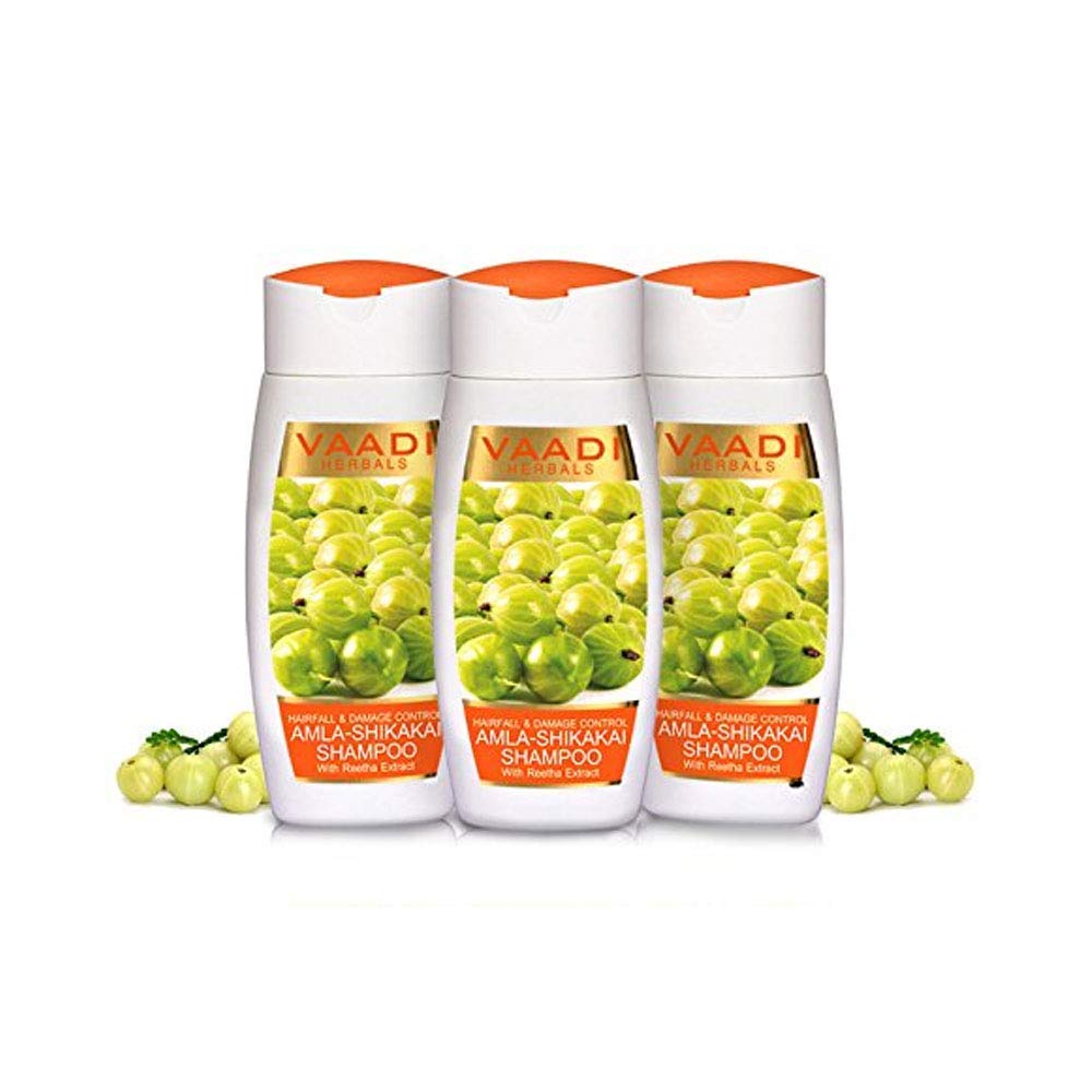 Vaadi Herbals Hair Growth Shampoo Amla Shikakai Hairfall Damage Control Anti Dandruff Shampoo -110 Ml X 3