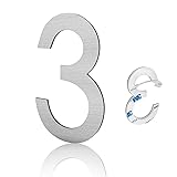 3 Inch Modern House Numbers, Brushed silver Mailbox