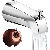 Threaded Tub Spout with Pull-Up Diverter - Leak Proof for 1/2" IPS Pipe | Smooth Divert for Bathtub and Shower, Durable Metal Resists Rust &amp; Corrosion, Large Flow Fills Tub Fast, Chrome