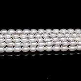 Natural Pearl Beads Oval Freshwater Cultured Pearl Loose Beads 6-7mm 14.2 inch Quality Level AAA (2 Strands) for Jewelry Making Deco Charms Necklace as Gift
