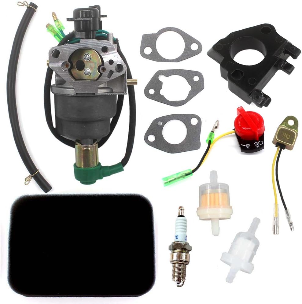 AISEN Carburetor for Honeywell HW5500 HW5000E HW6200 100924A 100925A 6036 6037 6151 5500 6875W 337cc 389cc Generator Carb Fuel Line Filter Foam Air Filter Oil Alert Sensor