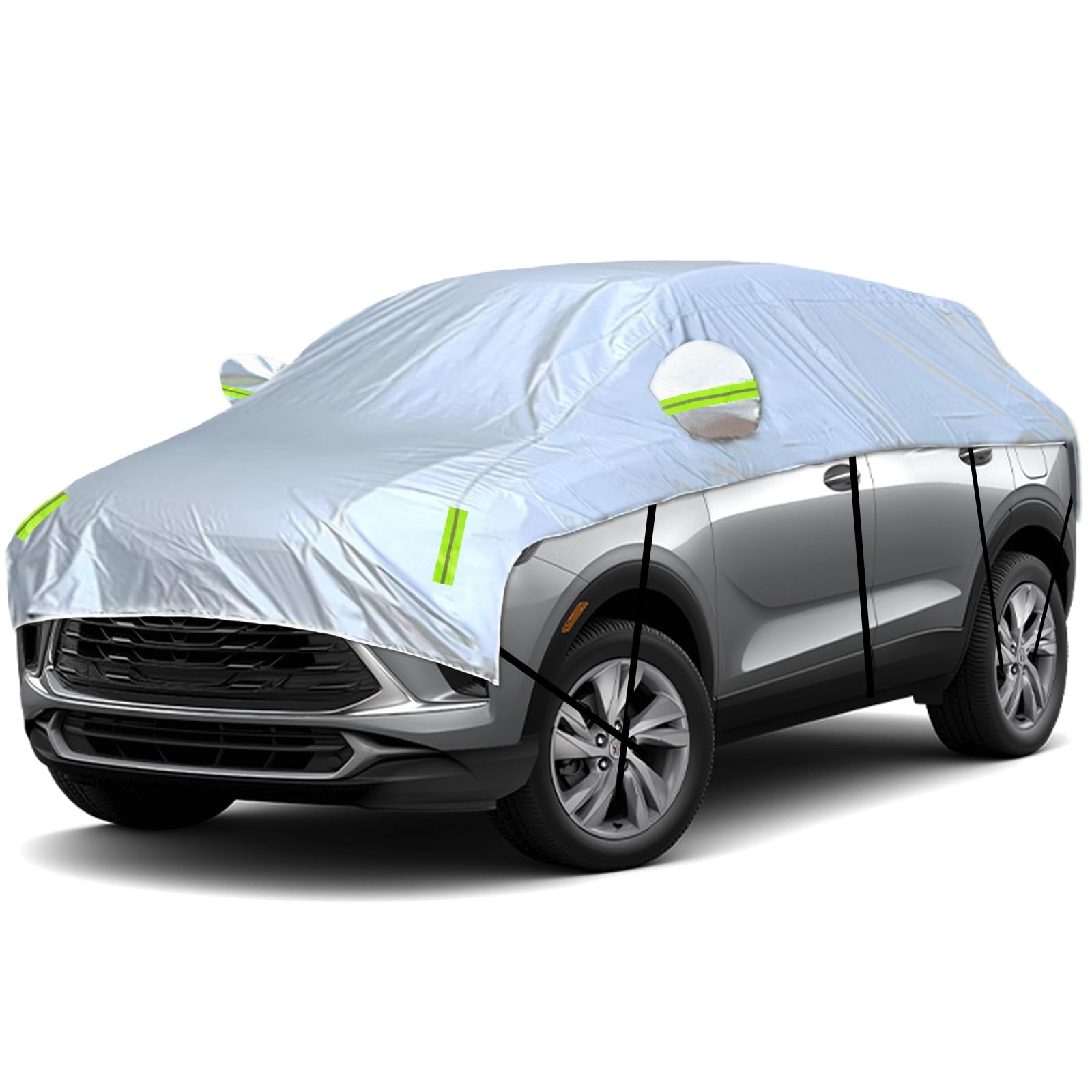 Photo 1 of NIGOOLATA Half Car Cover Universal Silver Car Windshield Sunroof Sunshade Snow Cover for Compact SUV Hatchback Fits Length 160"-185"