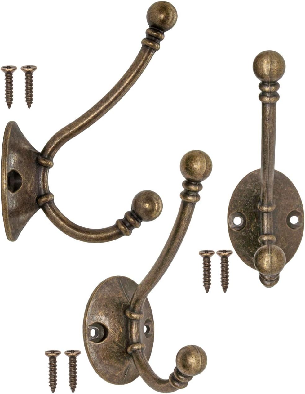 Fuxxer® 5 x Classic Iron Hooks Wall Hooks 90 x 62 mm Bronze Set of 5, 90 x 62 x 35 mm - Image 4