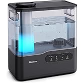 BREEZOME 5L Humidifiers for Bedroom, Ultrasonic Top Fill Cool Mist Humidifier with Aroma Diffuser, 7-Color Mood Light, Timer,