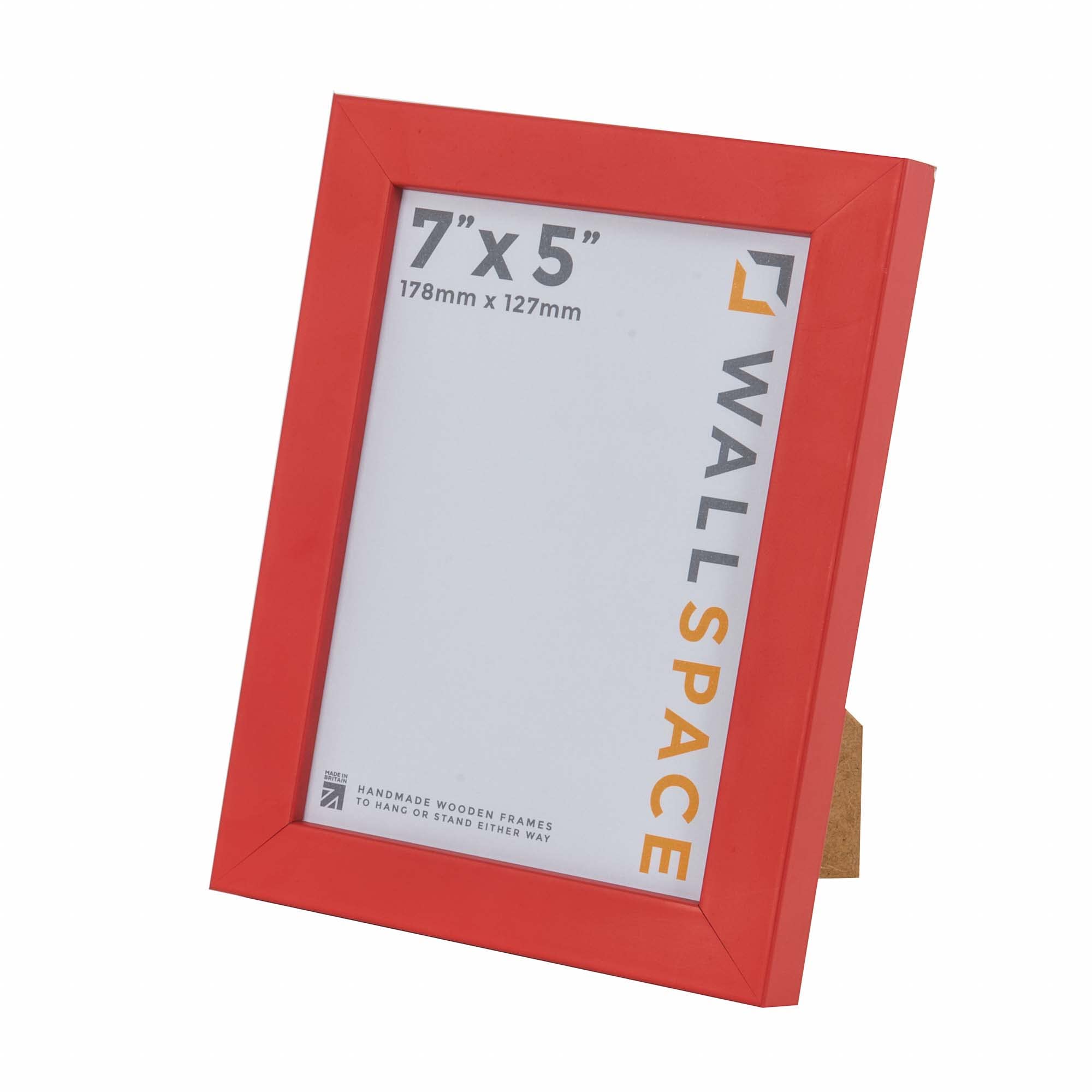 Wall Space 7x5 Red Picture Frame | Red 5x7 Photo Frame | 7 x 5 inch | 178x127mm | 17.8x12.7cm | Solid Wood Wooden with Real Glass | Handmade in UK — image 1