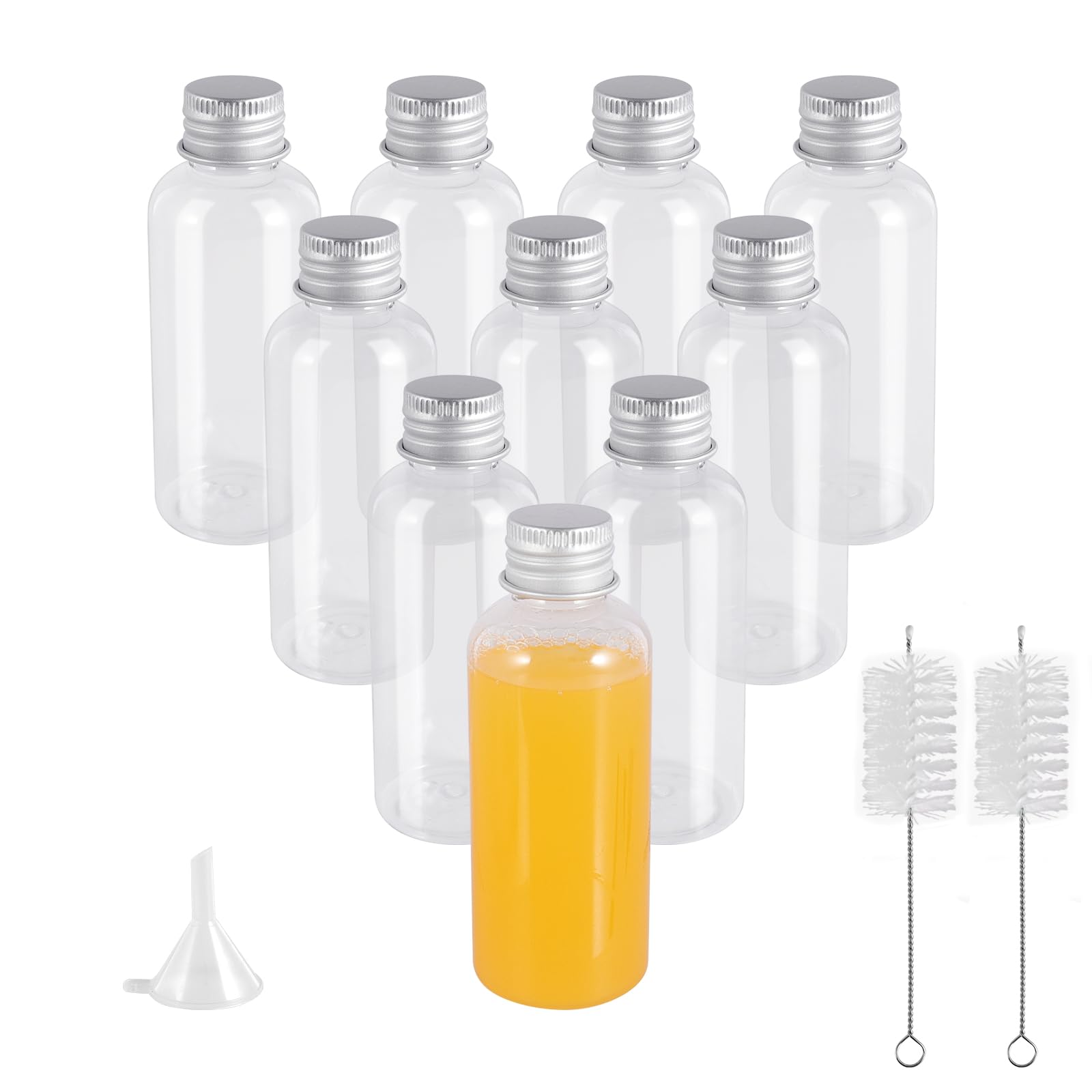 JOYSKY 60ml Small Shot Bottles with Lids 16PCS Mini Plastic Bottles Small Juice Bottle Reusable for Alcohol, Juice, Beverages and Various Seasoning Powders