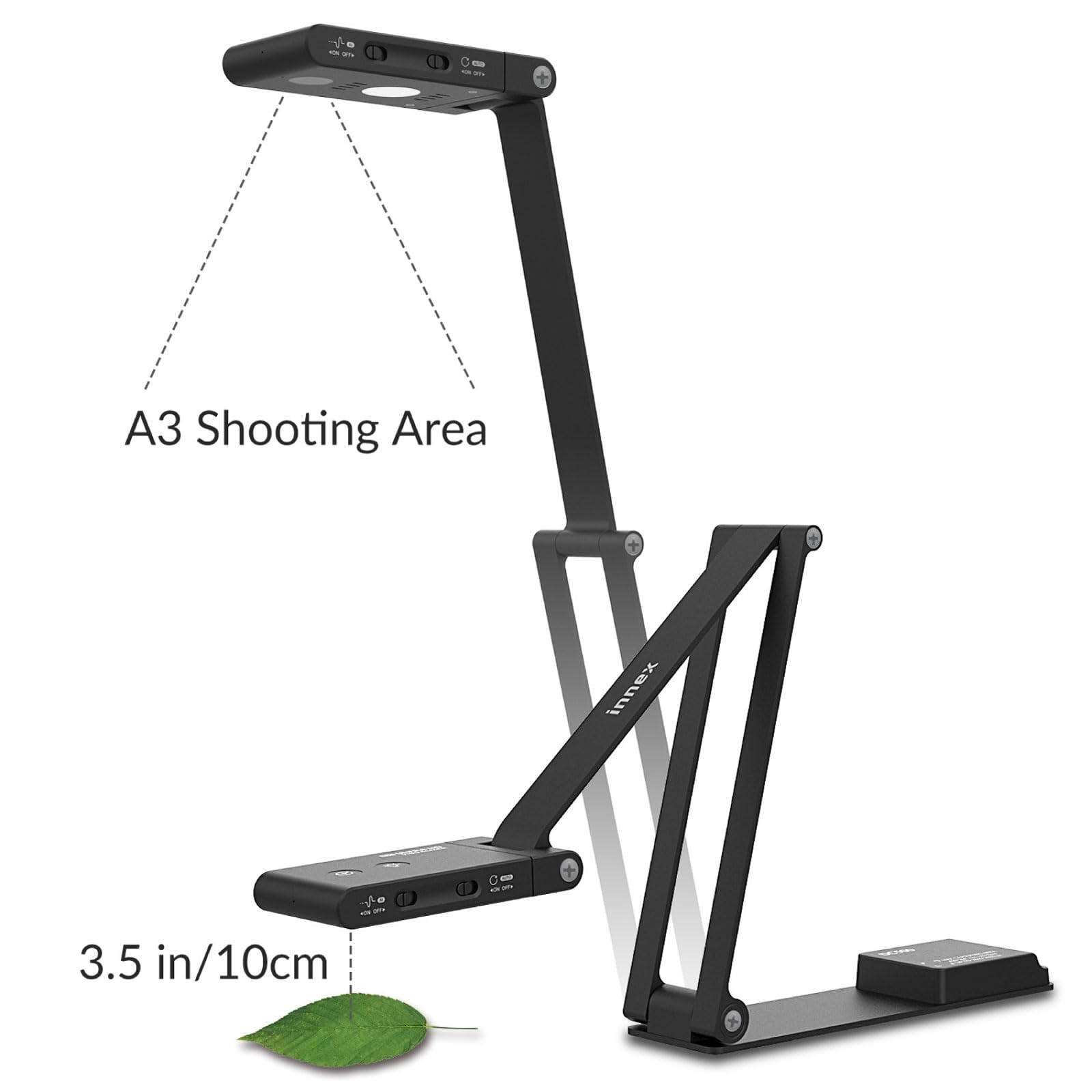 Innex DC500 13MP 4K USB Document Camera, Webcam & Scanner, 3-in-1, 13MP, Noise-Cancelling Mic, Dual Autofocus, Auto Flip, Built-in LED lamp, OCR, Win, Mac, Chromebook, Distance Education, Meetings