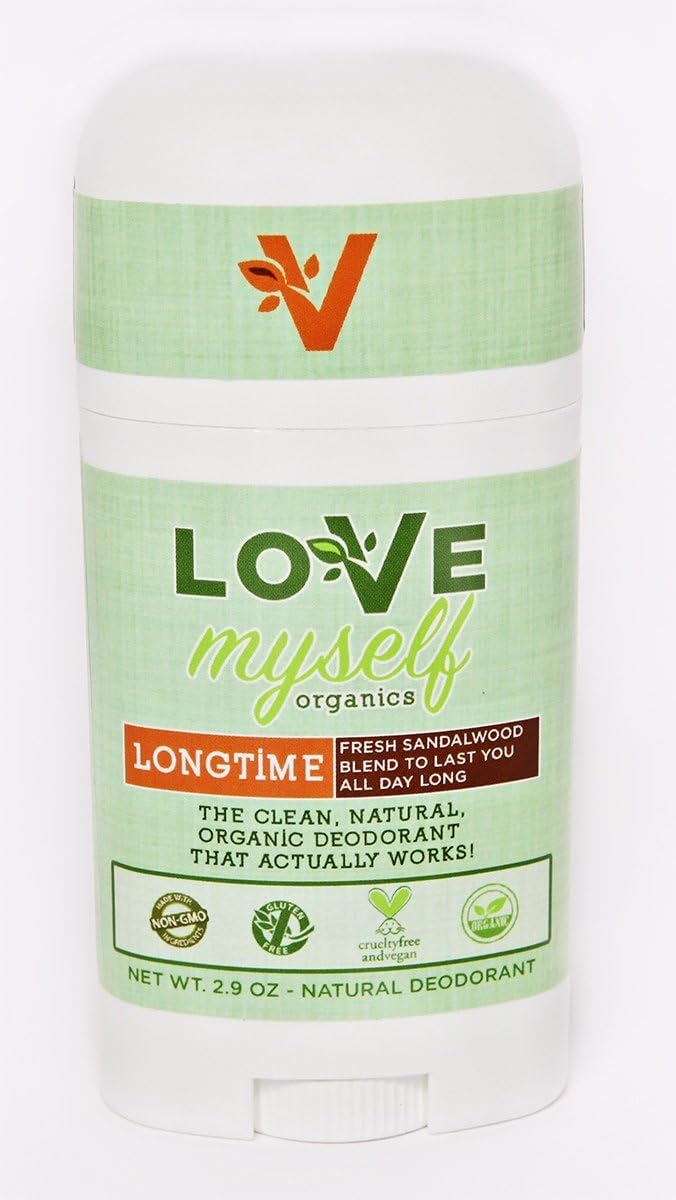 The MOST Clean, Organic and Natural Deodorant that Actually Works! Coconut Oil based, Aluminum Free, Vegan, All-Natural Organic Deodorant that keeps you Fresh Smelling. Great for Men, Women, Teens and Kids! The Love Myself Organics – LONGTIME Sandalwood Blend