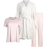 Eddie Bauer Women’s Pajama Set – 3 Piece Sleepwear Set - Bathrobe, T-Shirt, and Lounge Pants Set for Women (S-XXL)