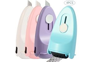 WEJOIN Identity Theft Protection Security Roller Stamp 4PCs- Guard Your ID Blackout With Built-in Cutter, Flip Cover, Ink Refilled Design, Confidential Privacy Safeguard Wide for Document, Mail (WH/PK/BU/PU)