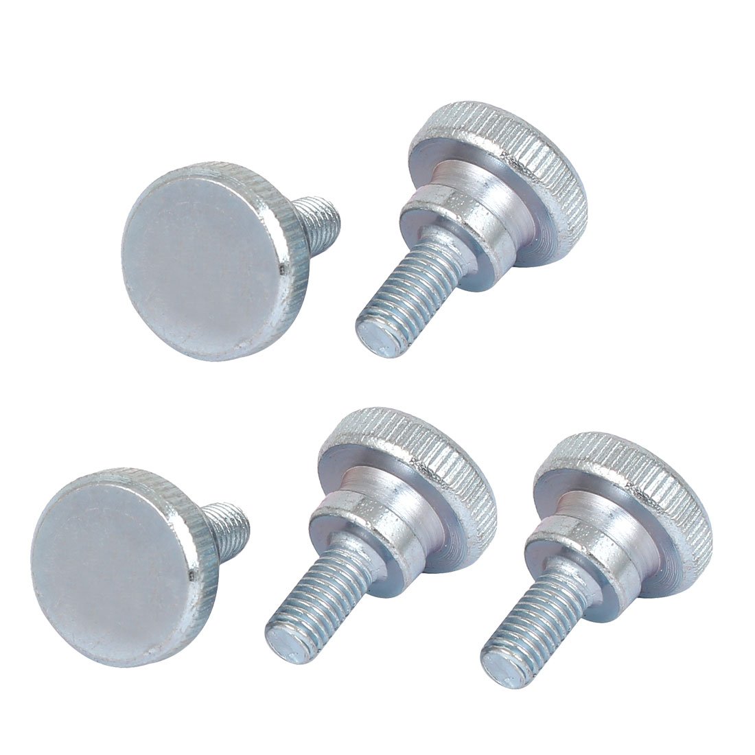 Sourcingmap M5x10mm Carbon Steel Step Hand Screw Flat Knurled Head Thumb Screws Bolts 5 Pcs