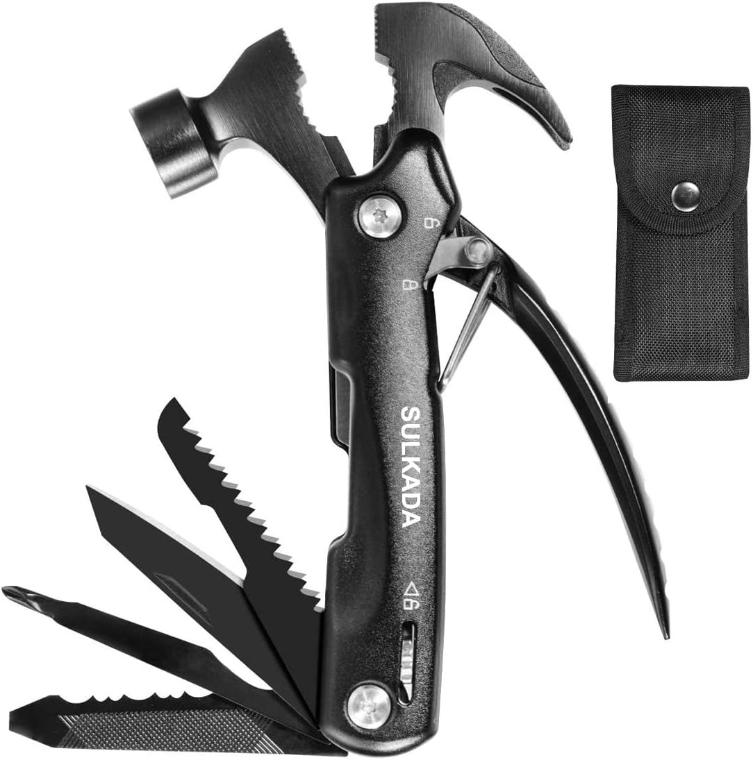 Survival MultiTool Mini Hammer, Gifts for Dad Husband Brother Boyfriend Adult Son, Unique