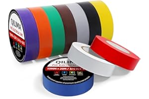 QILIMA Electrical Tape Colors 10 Pack 3/4-Inch by 60 Feet,Lead-Free Flame Retardant Electrical Tape, Adhesive for General Hom