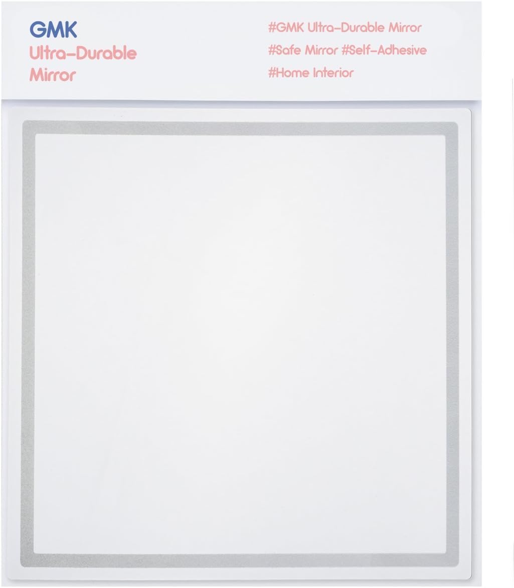 GMK Framed Acrylic Mirror with Shock Resistant Coating for Safety,Print Design,Easily Applicable and Self-Adhesive, DIY Small Mirrors, For Home and Bathrooms (Square(Silver green))
