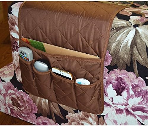 NovadealSofa Couch Chair Armrest Storage Organizer, Tools Holder Organizer with 5 Pockets, Fits for Phone, iPad, Book, Magazines, TV Remote Control - Coffee