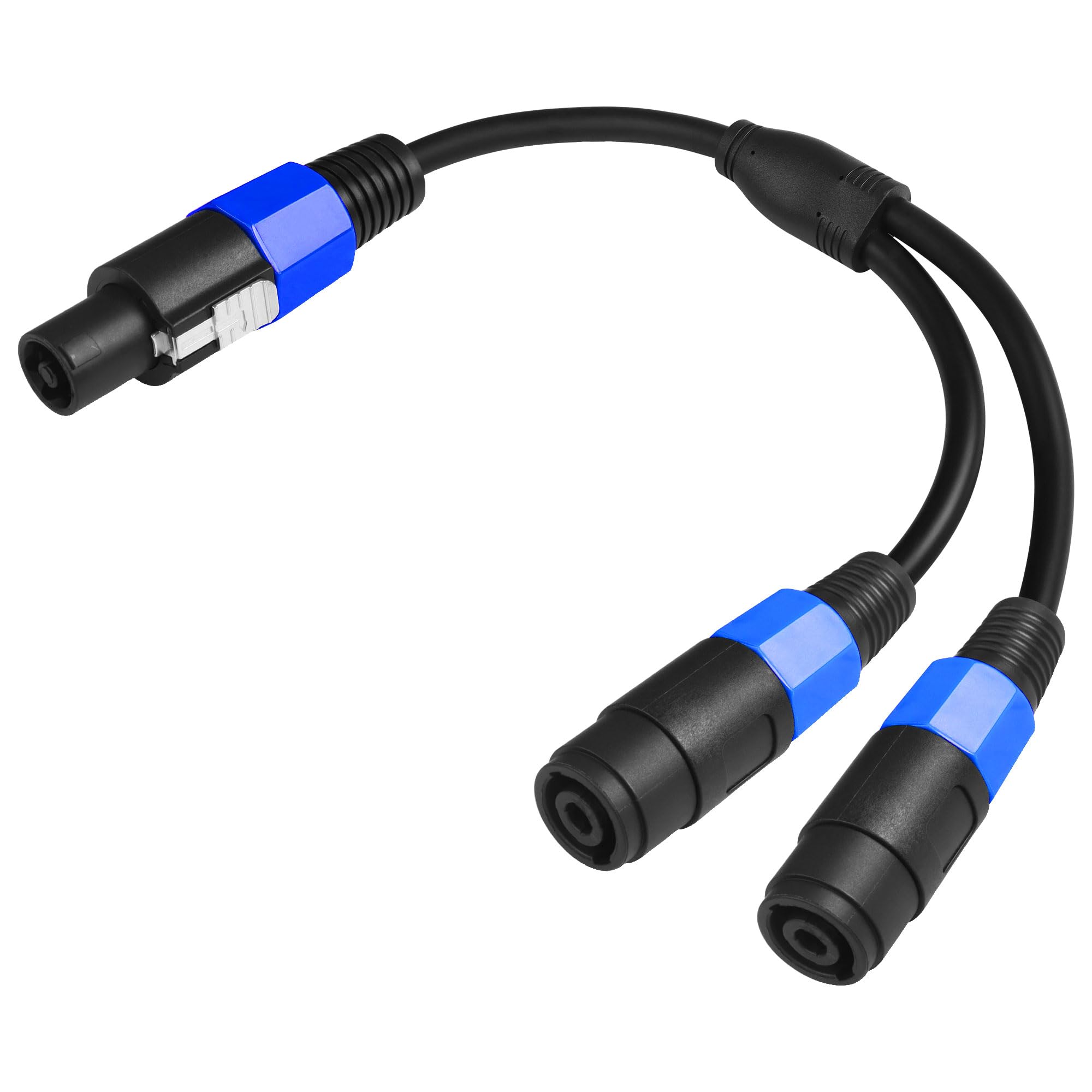 CERRXIAN Speakon Splitter Cable 1 Male to 2 Female Y Splitter Audio Speaker Cable for DJ/PA Speaker Copper Cord with Twist Lock 1.5FT