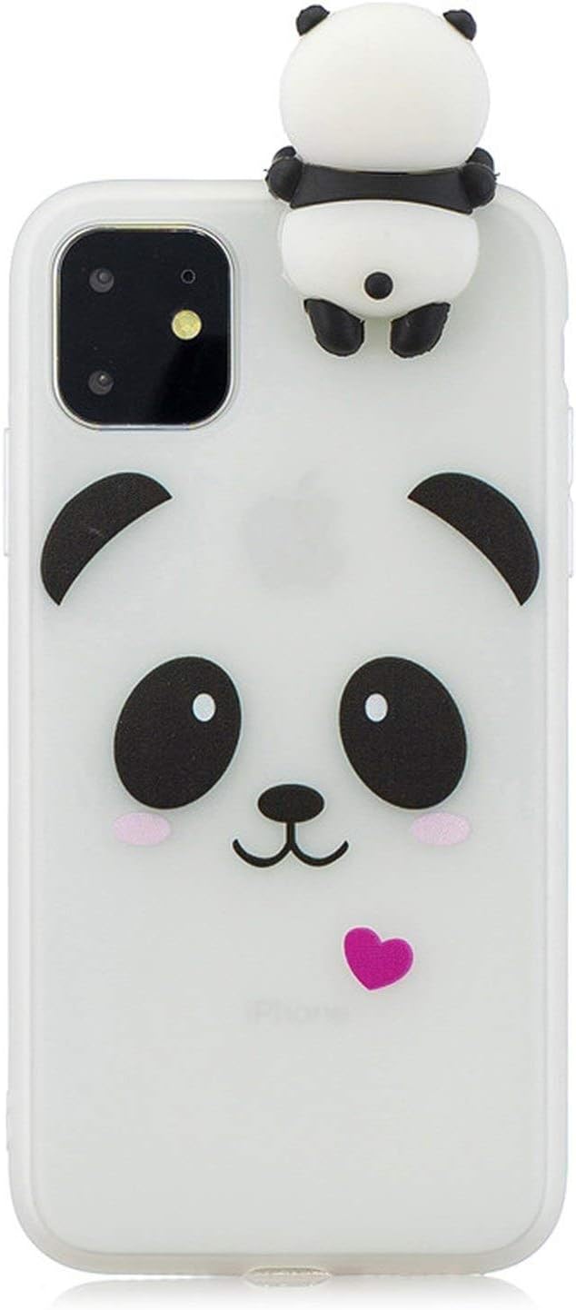 3D Soft Silicone TPU Case Coque for iPhone 11 Case Cute Cat Panda Bear Cartoon Case for iPhone 11 Pro Max Cover-in Half,for iphone11 Pro Max,Panda A