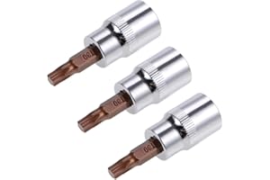 uxcell 3pcs 3/8" Drive x T30 Torx Bit Socket, S2 Steel Bits CR-V Sockets 38mm Length Use with Ratchet Wrench, Slide Bar, Exte