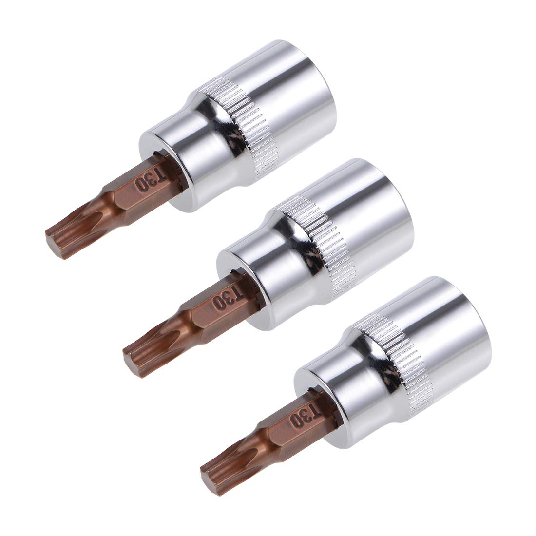 sourcing map 3pcs 3/8" Drive x T30 Torx Bit Socket, S2 Steel Bits CR-V Sockets 38mm Length Use with Ratchet Wrench, Slide Bar, Extension Rod