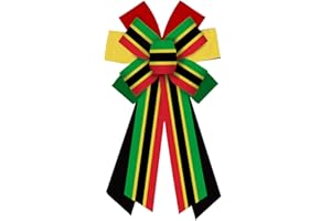 Threetols Large Juneteenth Bow for Wreath, Red Green Black Stripe Wreath Bows Black History Month Bows for Front Door, Farmhouse Ornament Burple Tree Bows for Holiday Indoor Outdoor Decor