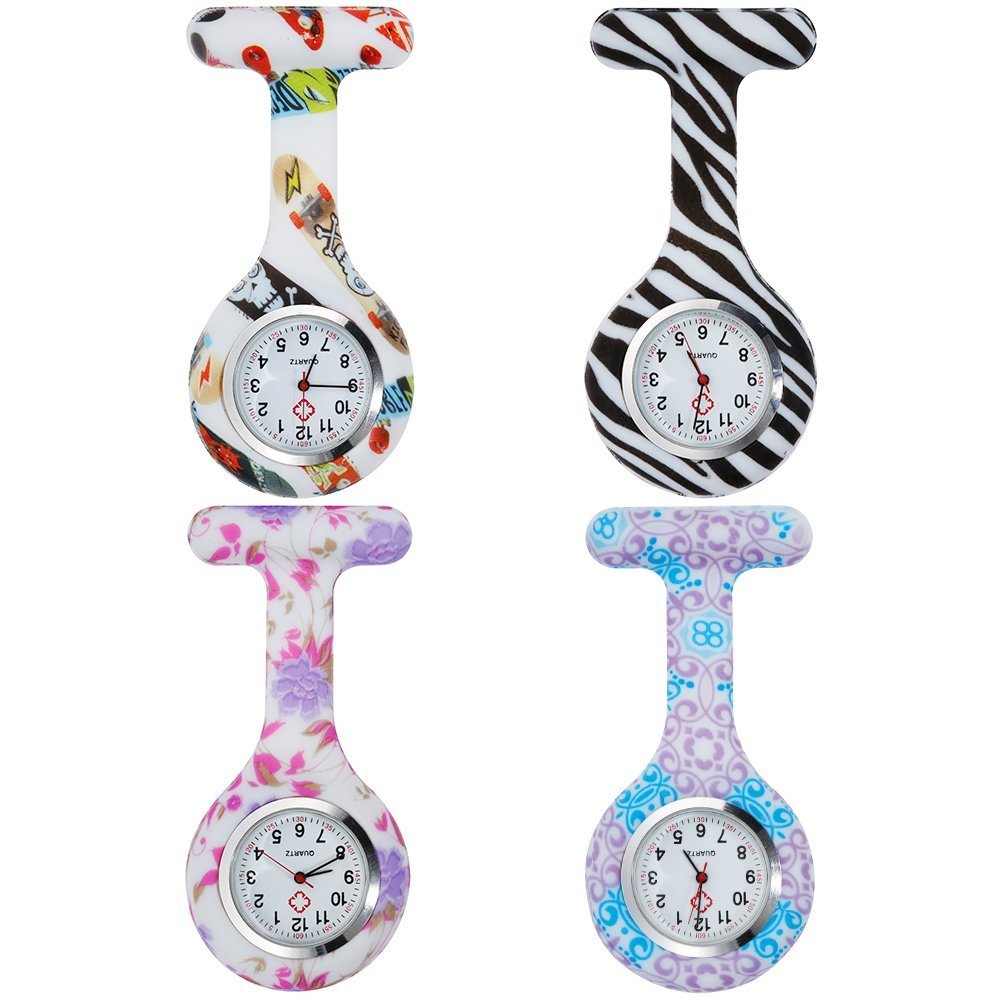 Anpro 4 PCS Fob Watches for Nurses Doctor Medical Staff Brooch Digital Fob Watch