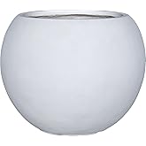 Panlaolao 13.5 H x 17" Dia (12" Pot Opening) Round Fiberstone Planter with Drainage Hole, White, Indoor/Outdoor Large Plant Pot for Home Patio Garden, Ideal for Large Plants