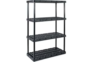 Gracious Living 4 Shelf Fixed Height Ventilated Heavy Duty Storage Unit 18 x 36 x 54.5" Organizer System for Home, Garage, Basement, & Laundry, Black