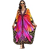 sunforyou Plus Size Kaftan Dresses for Women Loose Batwing Sleeve Bathing Suit Cover Up Lightweight Loungewear