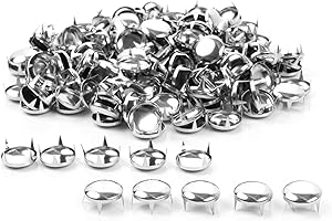 SUNKOO 200Pcs 8mm Silver Round Dome Studs Nailhead Rivets for Punk Rock DIY Leather Craft, Clothes, Bags, Shoes, Bracelets