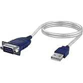 SABRENT USB 2.0 to Serial DB9 RS232 Male Adapter Cable (CB-DB9P) | DB9 male 9-pin, fixed nuts, Prolific PL2303GS, driver install may be needed, Win 11/10/8/7, macOS, Linux, 2.5ft