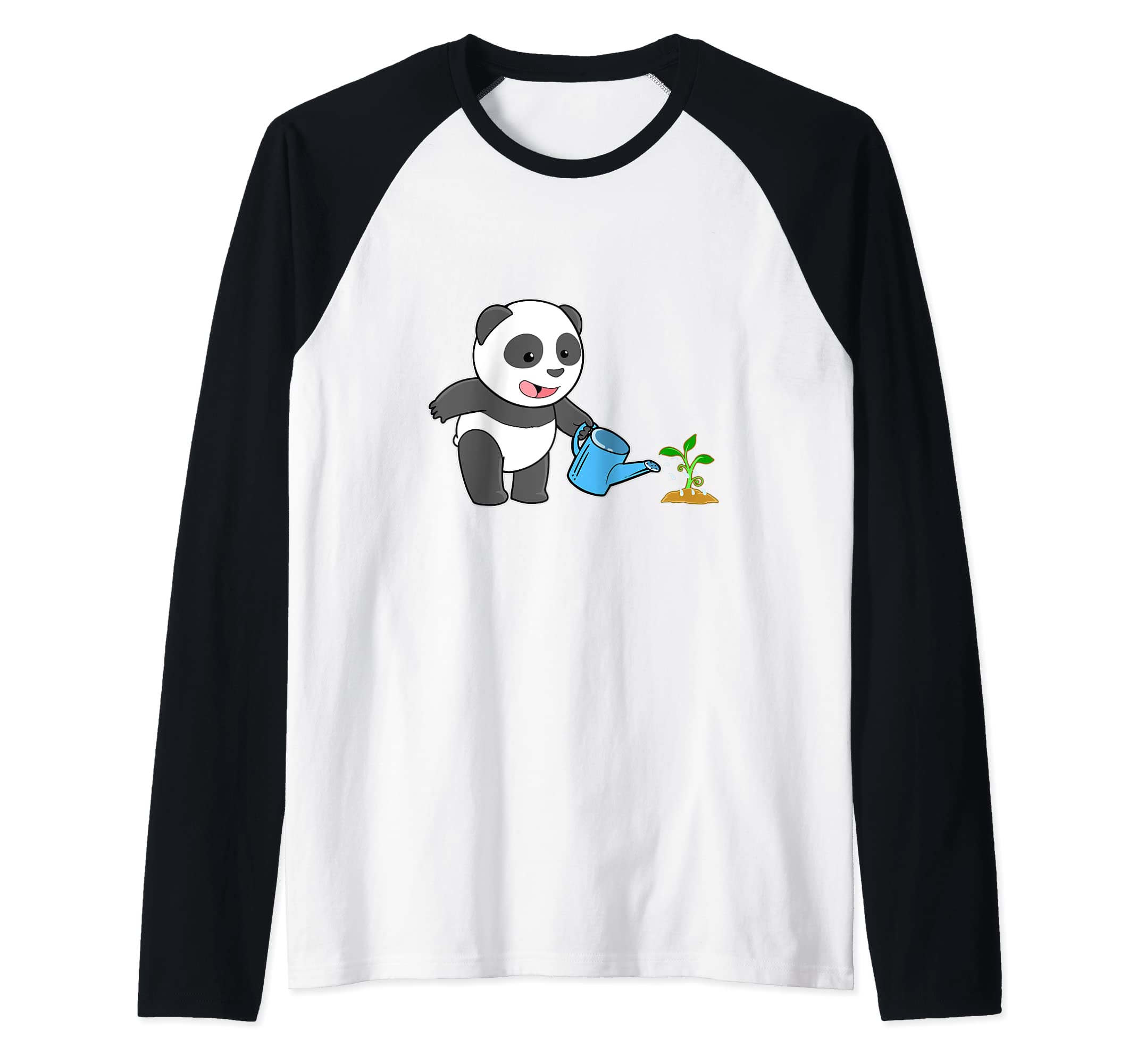 Cute Panda Bear Gardening Garden Pandas Teddy Gardener Raglan Baseball Tee